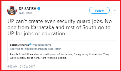 Journalist shows his bias against North Indians