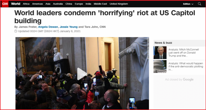 CNN article listing 'world leaders' who condemned Capitol Hill violence 